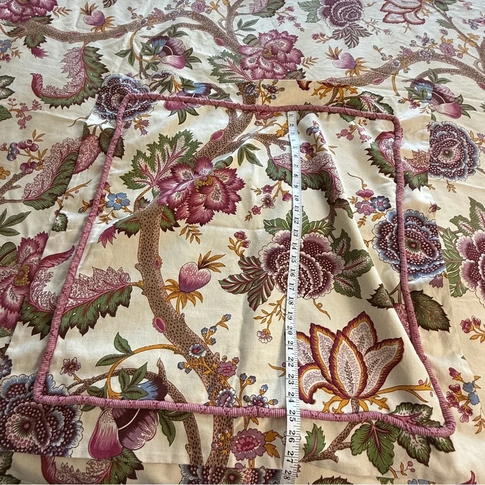 Duvet & 3 Euro Sham Floral Shabby Chic Pink Beige Sage Homemade Set Cottagecore